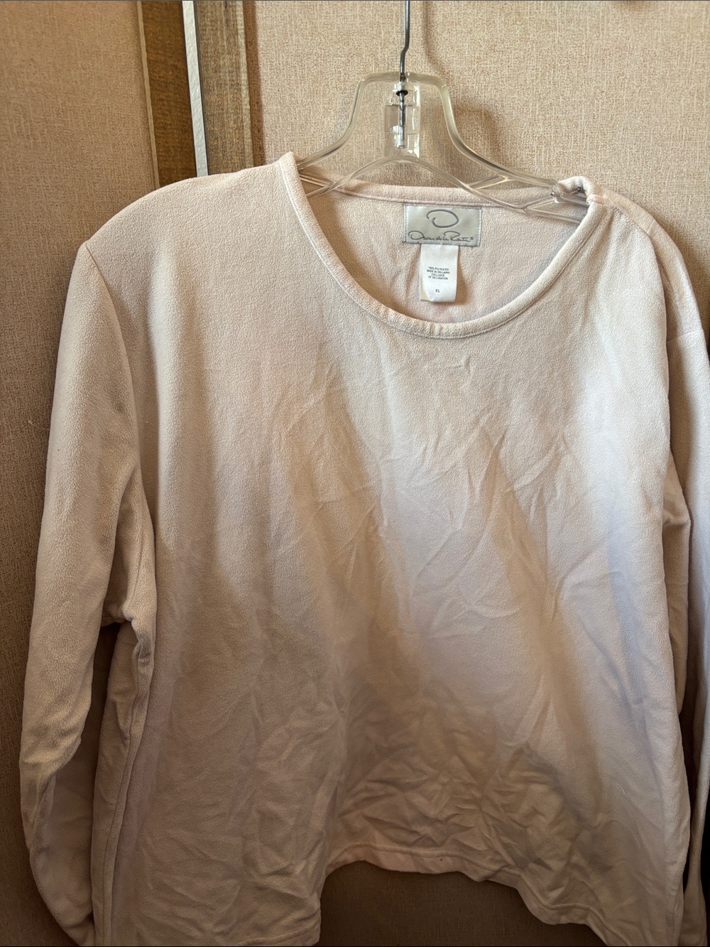 Oscar De La Renta Light Blush Crewneck Top XL